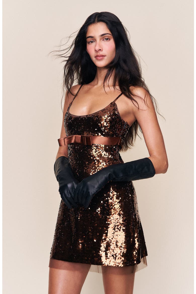 Halo Mini Dress, Alternate, color, Brown