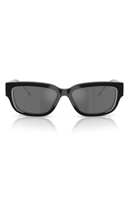 Diesel ® Geck-d 56mm Rectangular Sunglasses In Black/grey Silver Mirror