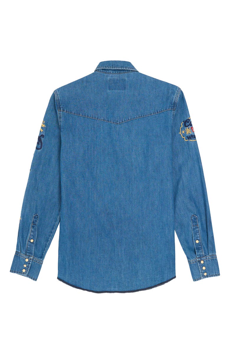 Wrangler Coors Patch Denim Shirt, Alternate, color, Golden Blue
