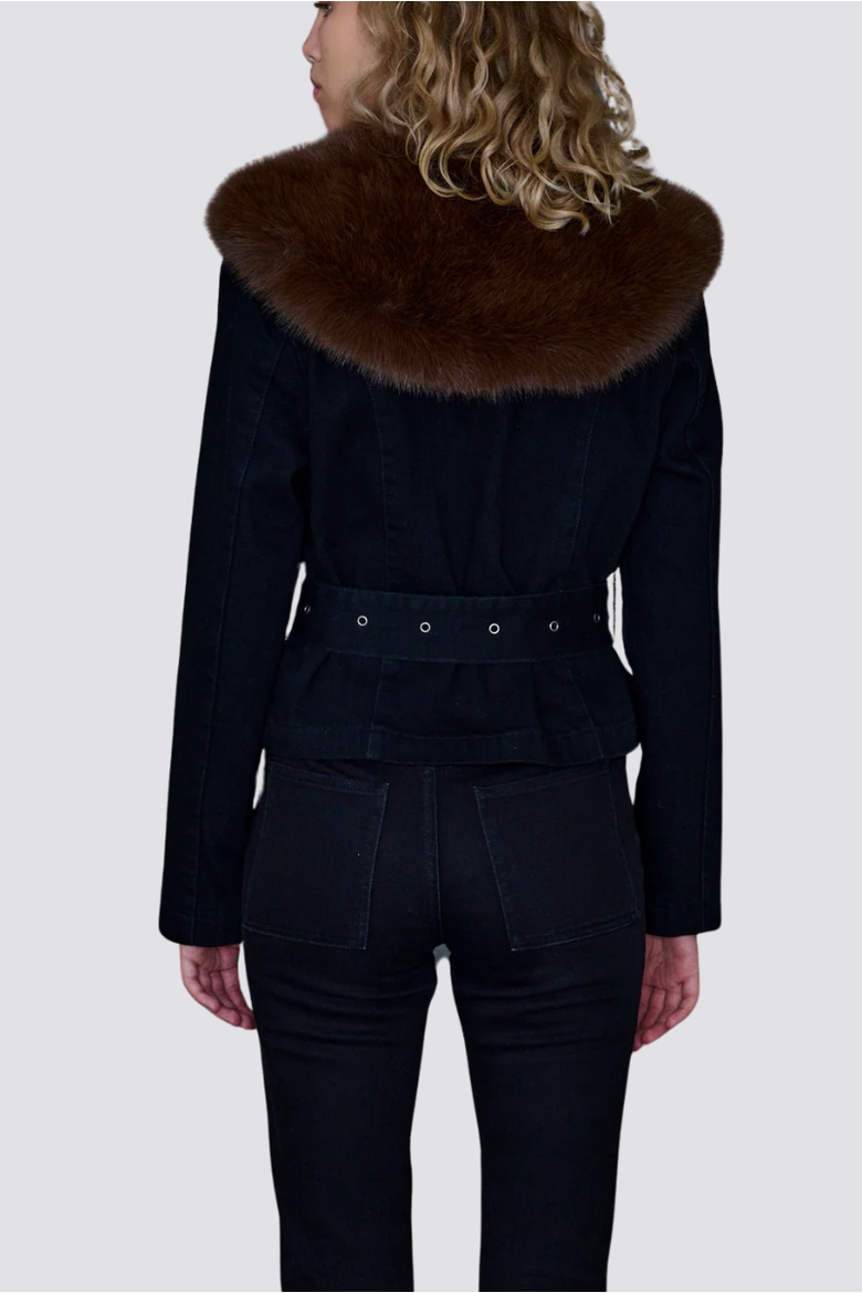 Carm Denim Faux Fur Jacket, Alternate, color, William St.