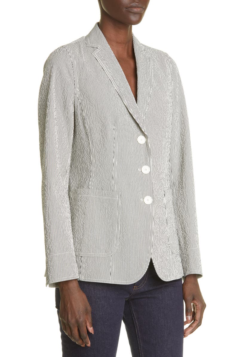 Akris punto Seersucker Cotton Blend Blazer, Alternate, color,