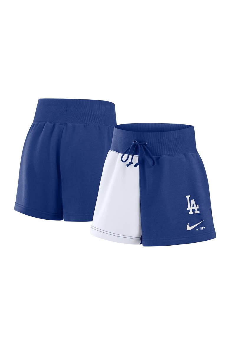 Women's Nike Royal/White Los Angeles Dodgers Color-Block Phoenix Fleece Lounge Shorts, Main, color, Royal