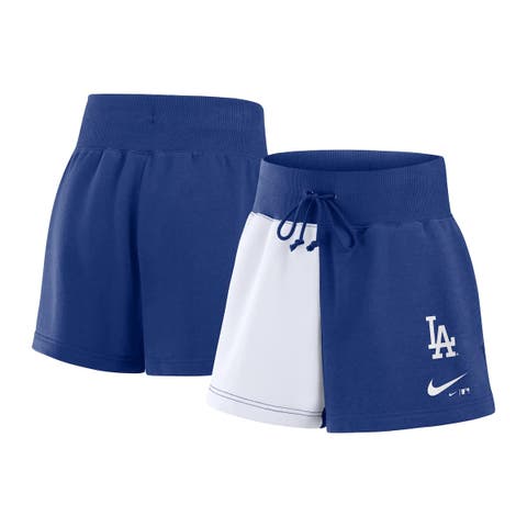 Women's Nike Royal/White Los Angeles Dodgers Color-Block Phoenix Fleece Lounge Shorts