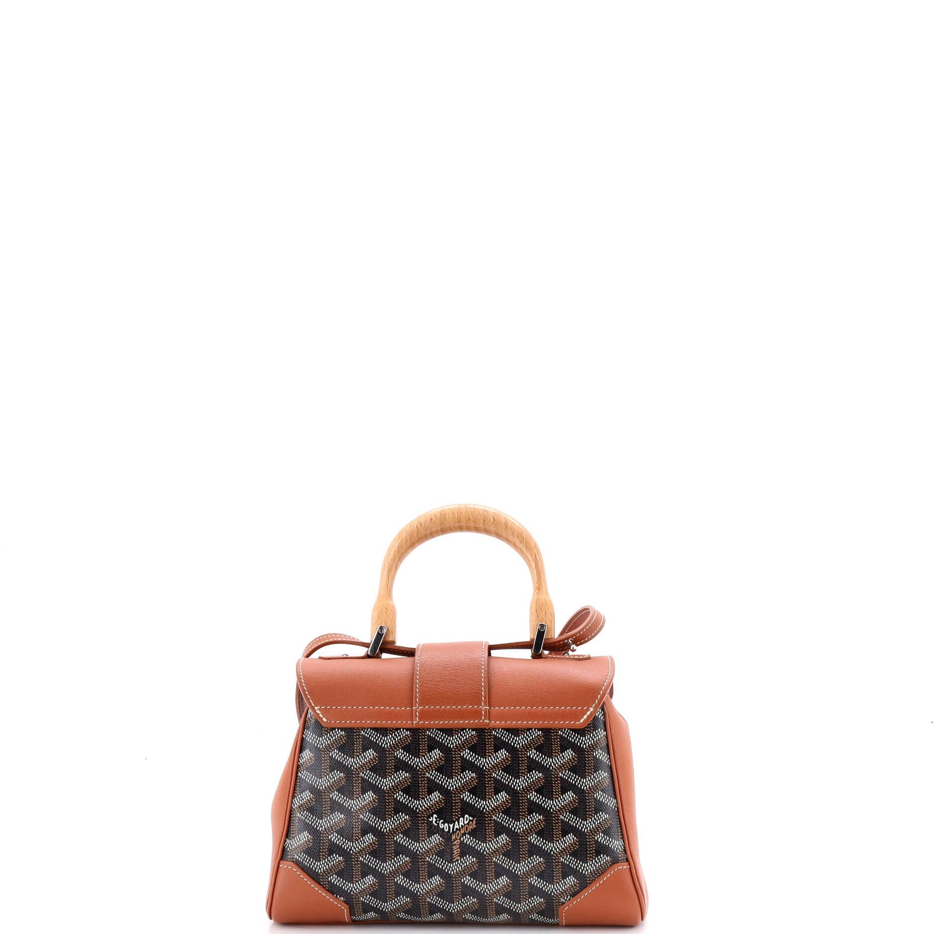 Pre-Owned Goyard Saigon Top Handle Bag Coated Canvas with Leather Mini, Alternate, color, Brown