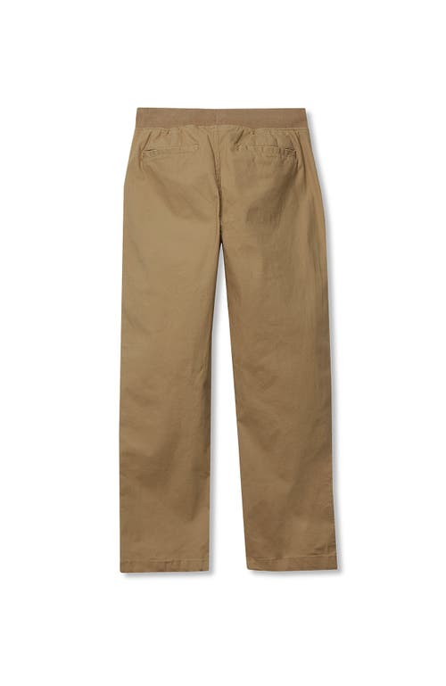 Lands' End Boys Husky Stretch Soft Rib Waist Iron Knee Pull On Pants In Brown