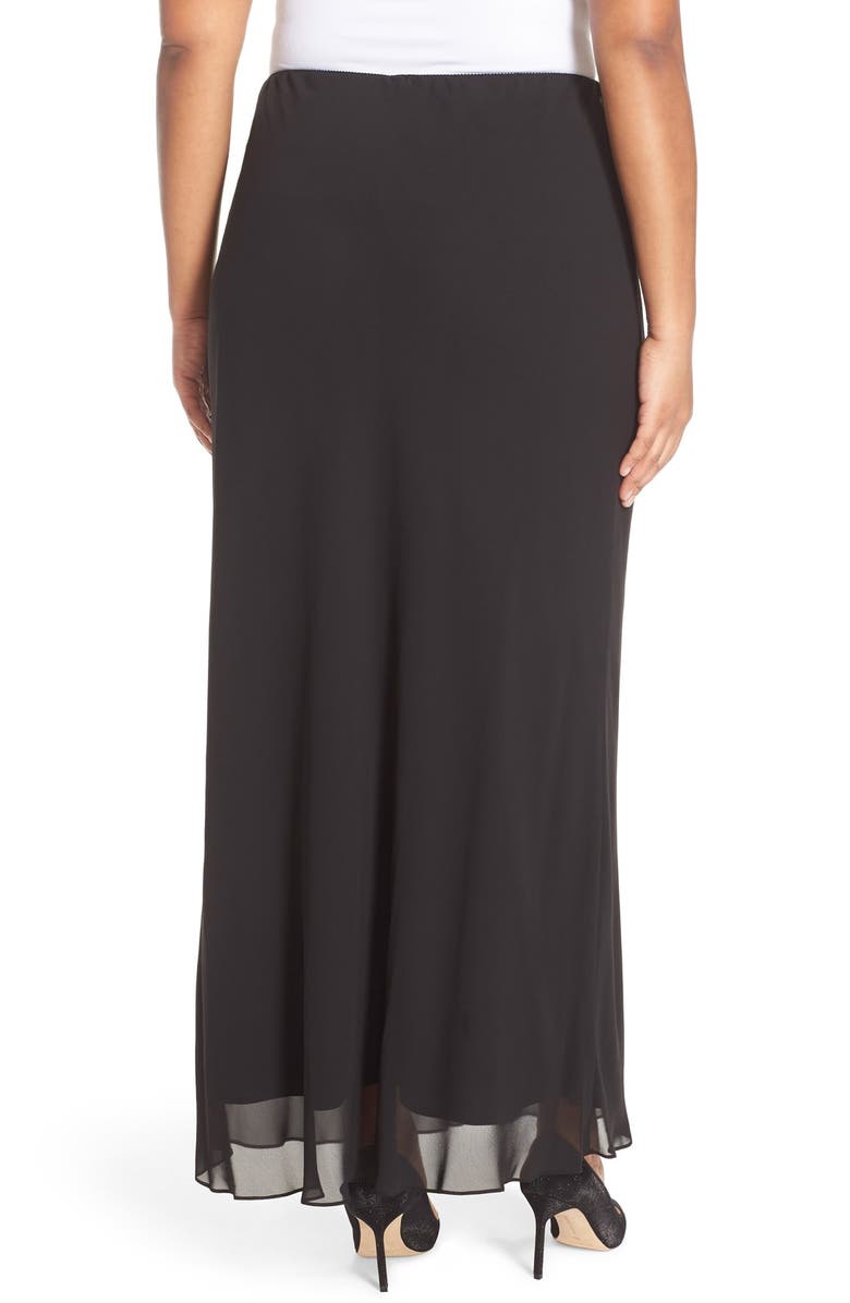 Alex Evenings Chiffon Maxi Skirt, Alternate, color, Black