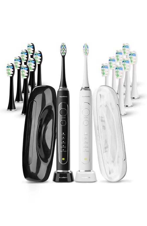Aquasonic Elite Duo Ultra-whitening Toothbrush Set In Black White