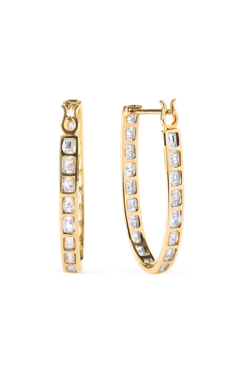 Haus of Brilliance 10K Yellow Gold 1.00 Ct Round and BaguetteDiamond U-Hoop Earrings, Alternate, color, Yellow