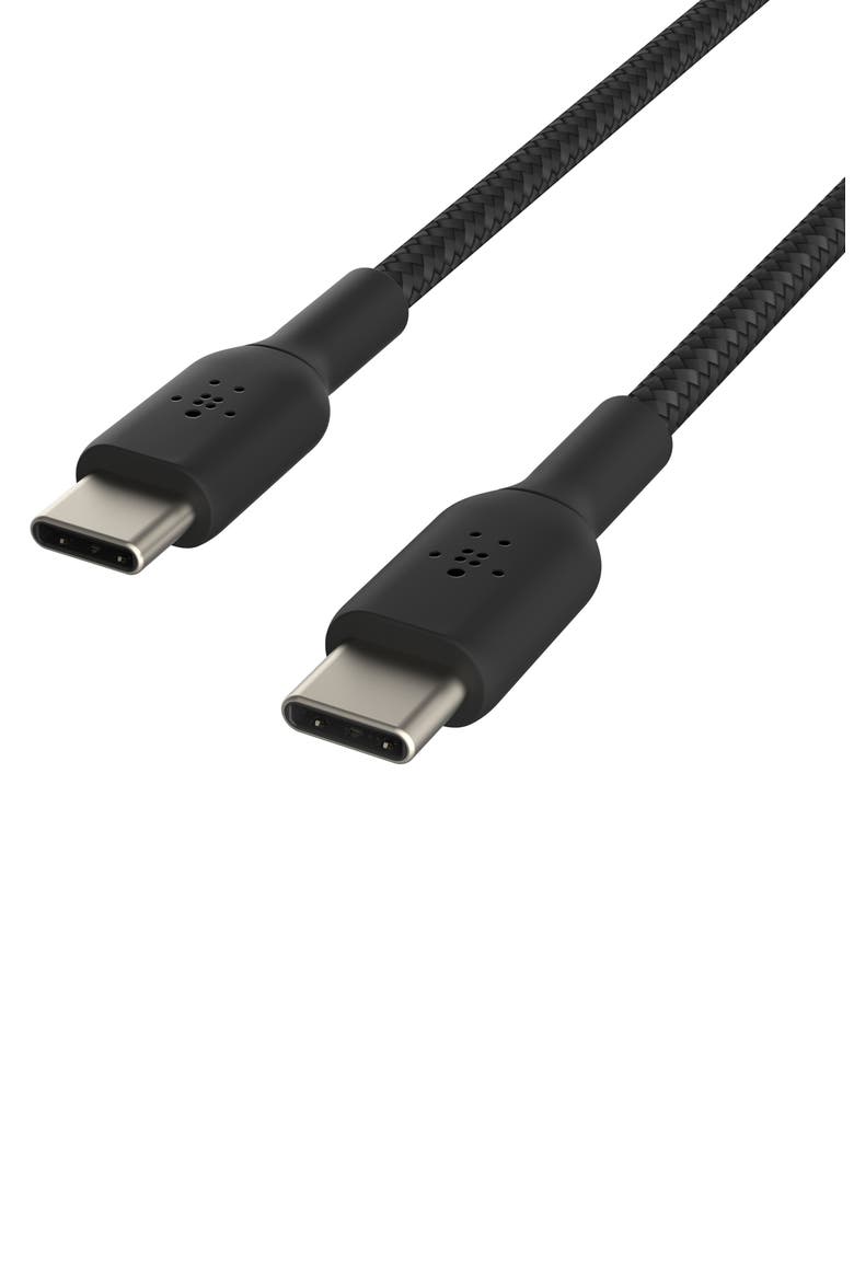 Braided 3.3ft USB-C To USB-C Charging Cable, Alternate, color, BLACK