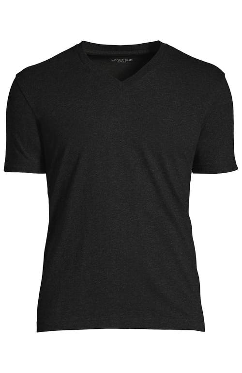 Lands' End Super-t Short Sleeve V-neck T-shirt In Dark Charcoal Heather