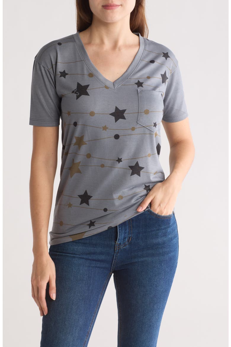 Deep V-Neck Boyfriend T-Shirt, Main, color, MUSHROOM