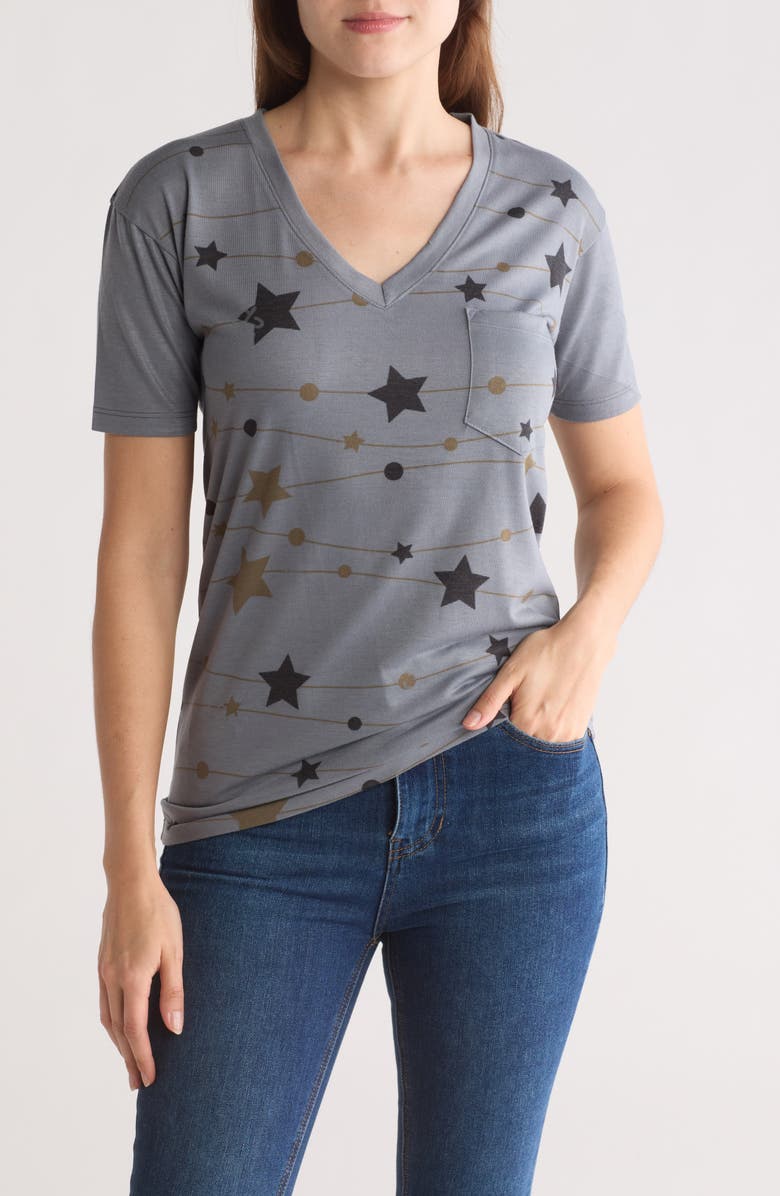 GO COUTURE Deep V-Neck Boyfriend T-Shirt, Main, color, Mushroom