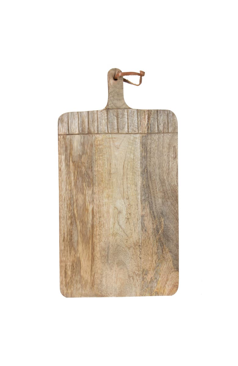 Foreside Home and Garden 11.5" x 20.5" Hand Carved Mango Wood Grain Serving Cutting Board, Main, color, Brown
