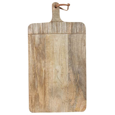 11.5" x 20.5" Hand Carved Mango Wood Grain Serving Cutting Board