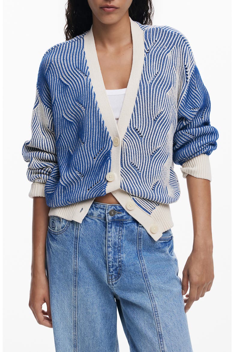 Mixed Stripe Cardigan, Main, color, BLUE