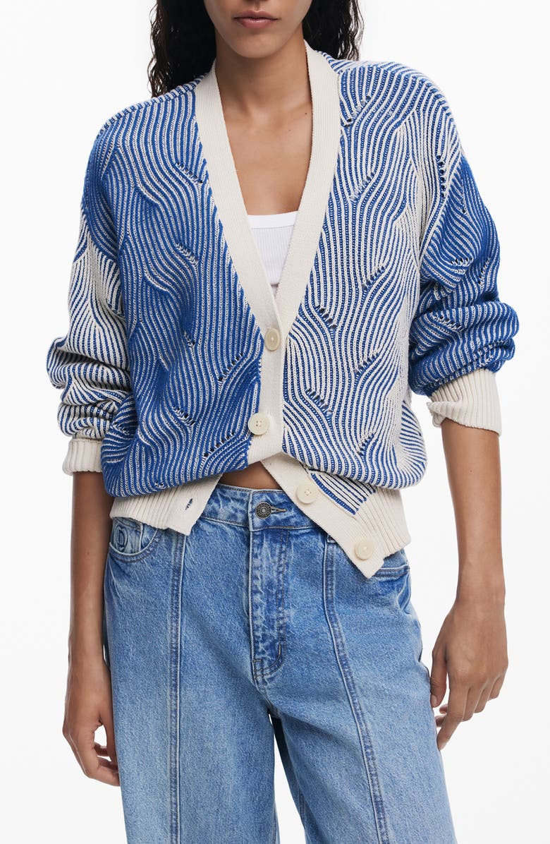 Desigual Mixed Stripe Cardigan, Main, color,