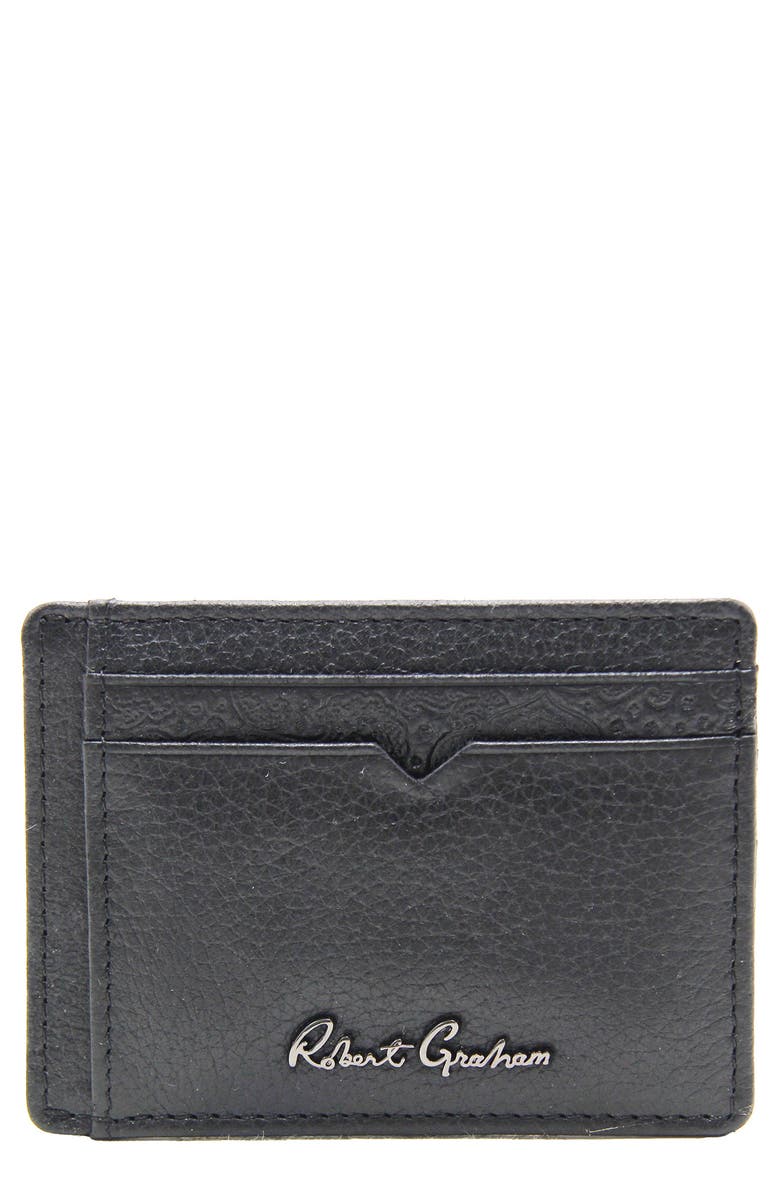 Robert Graham Arvo Leather Card Case, Main, color, Black