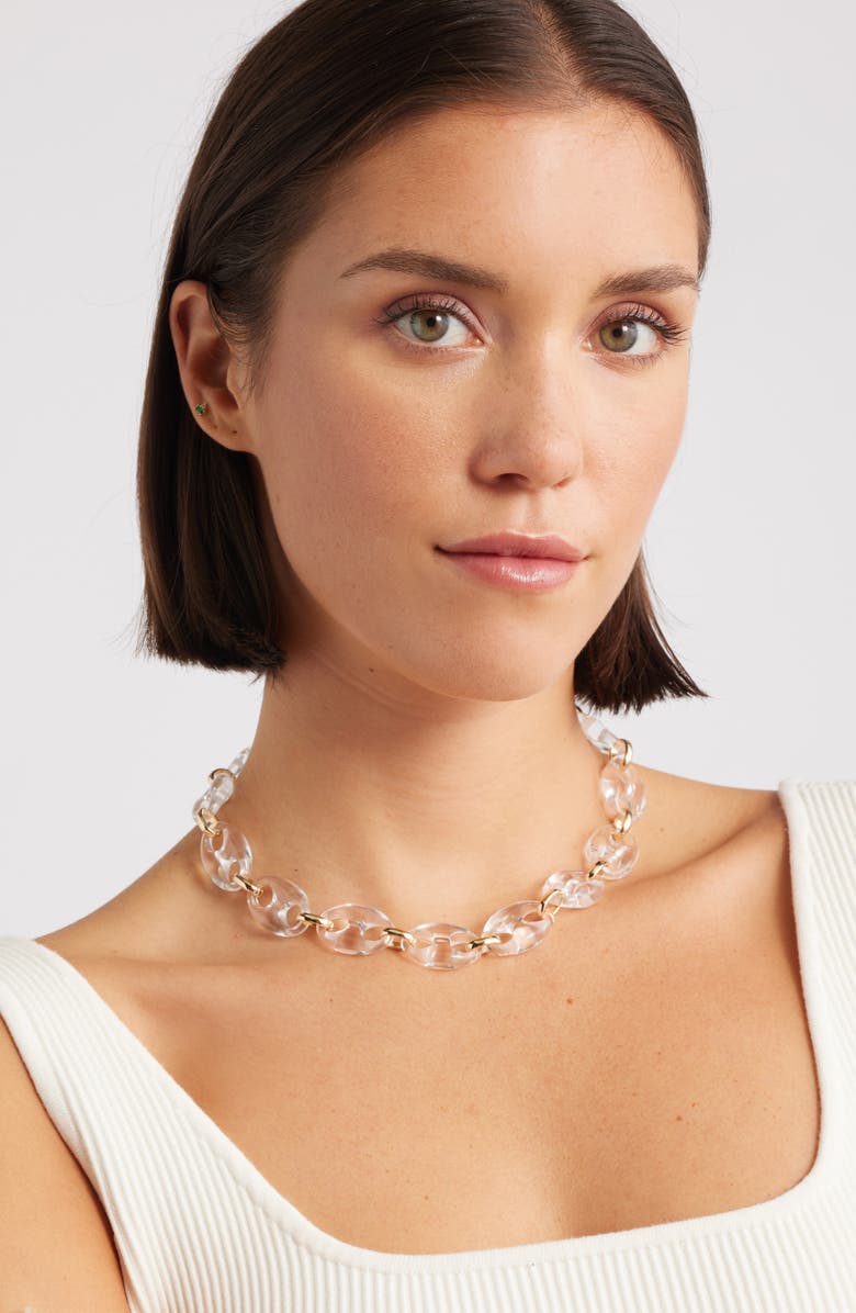 Nordstrom Resin Mariner Link Necklace, Alternate, color, Clear- Gold