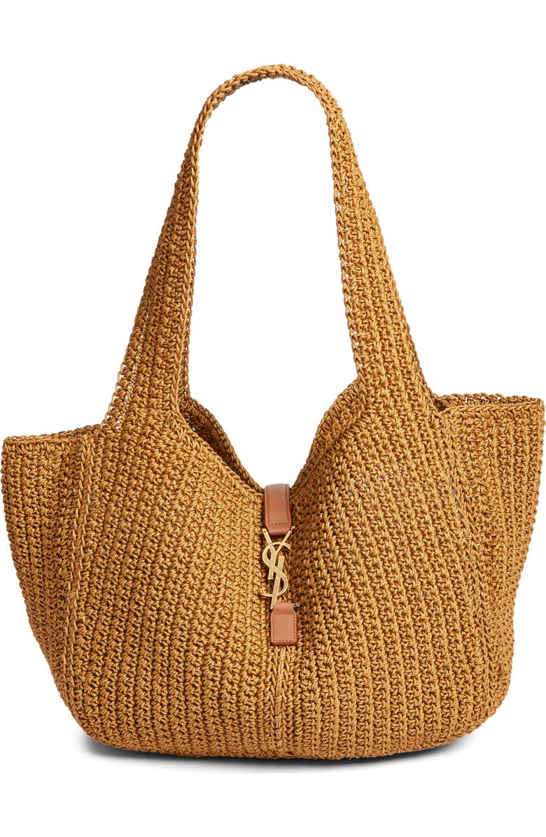 Saint Laurent Le 5 À Bea Woven Tote, Main, color, Natural Brown/ Brick