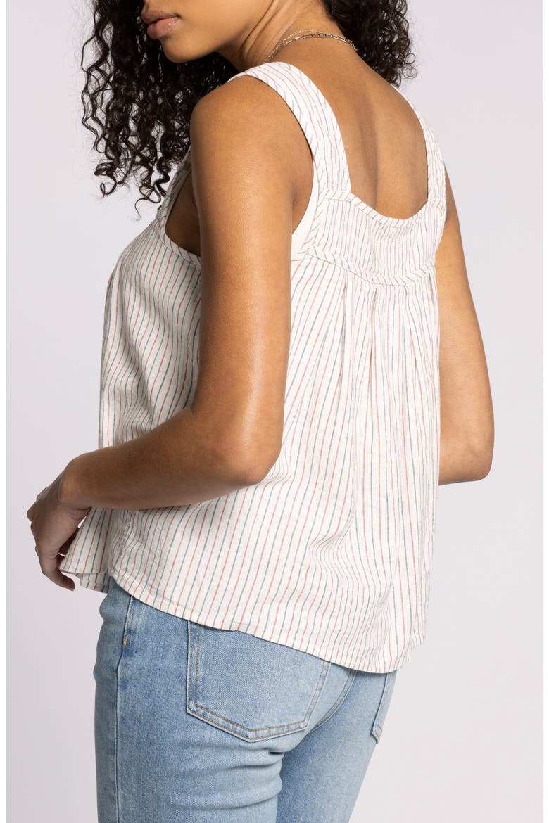 Lydia Pleated Linen Blend Tank, Alternate, color, RED NAVY