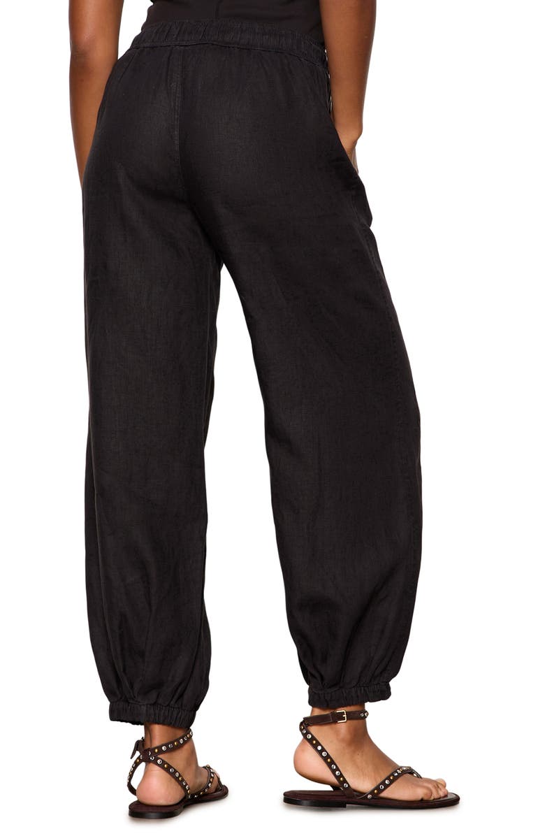 Sanctuary Melody Drawstring Linen Balloon Pants, Alternate, color, Black