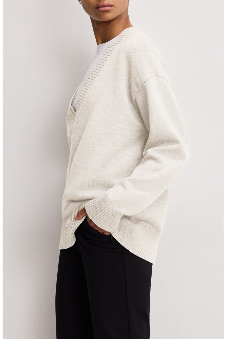 Oversize V-Neck Sweater, Alternate, color, VANILLA001