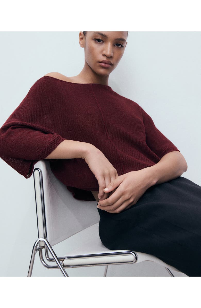 MANGO Oversize Fine Knit Sweater, Alternate, color, Burgundy