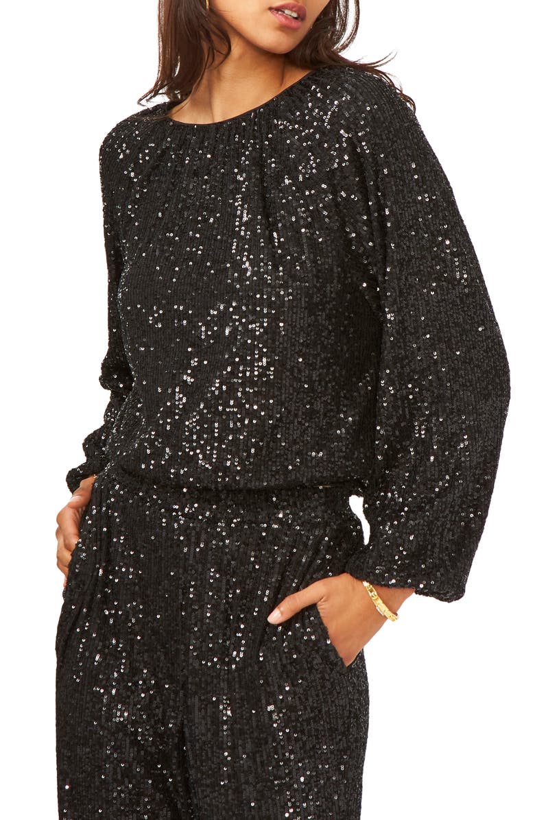 Vince Camuto Balloon Sleeve Sequin Blouse, Main, color, 