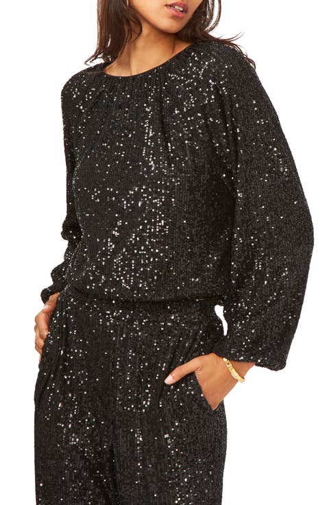 Balloon Sleeve Sequin Blouse