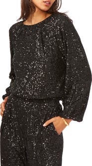 Vince Camuto Balloon Sleeve Sequin Blouse