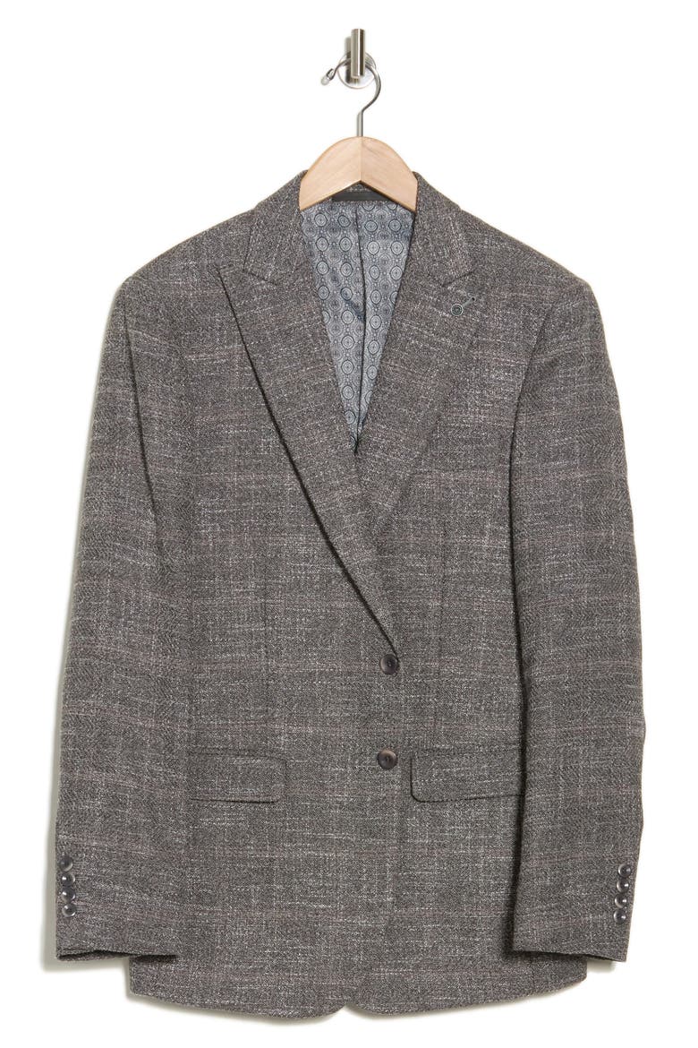 Slim Fit Textured Plaid Blazer, Alternate, color, GREY