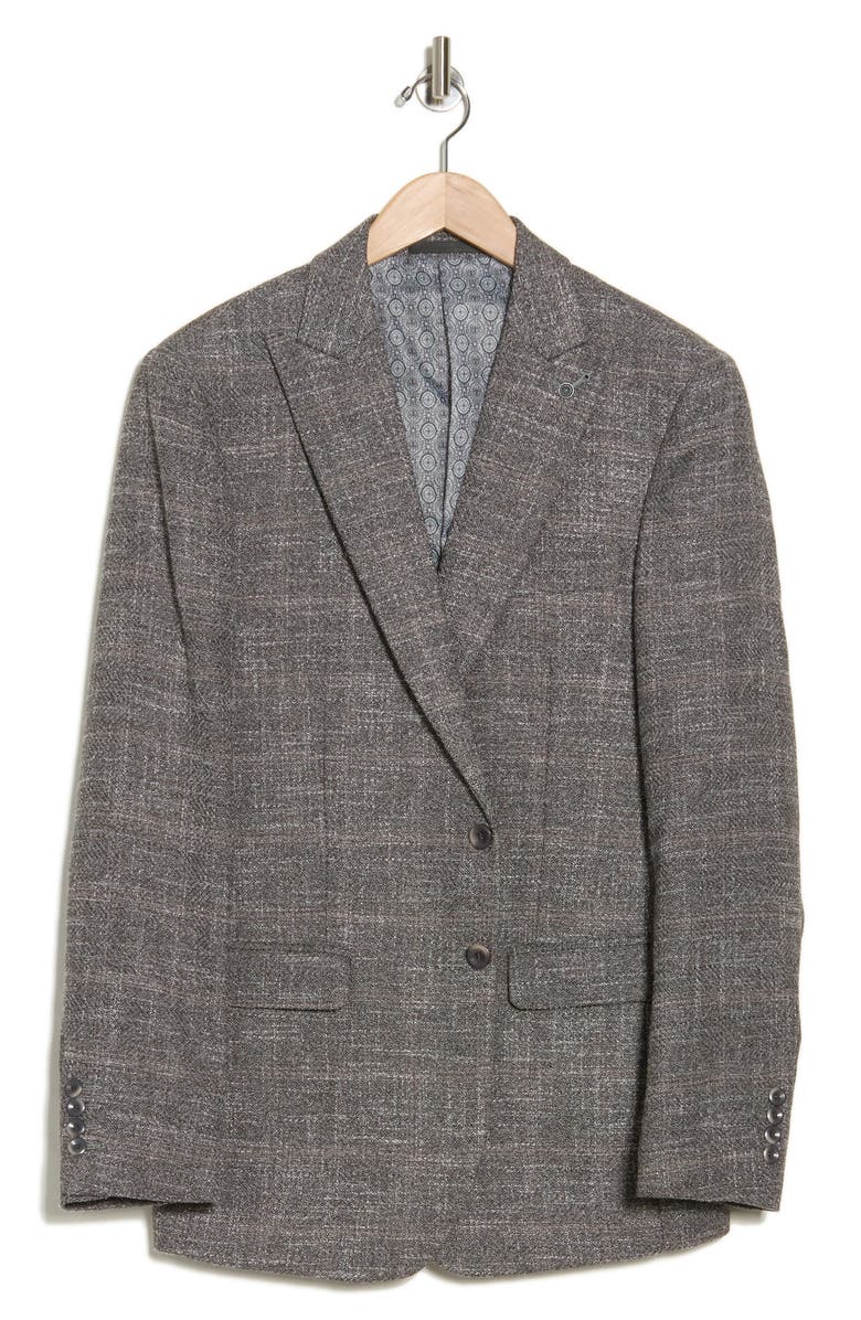 Tahari Slim Fit Textured Plaid Blazer, Alternate, color, Grey