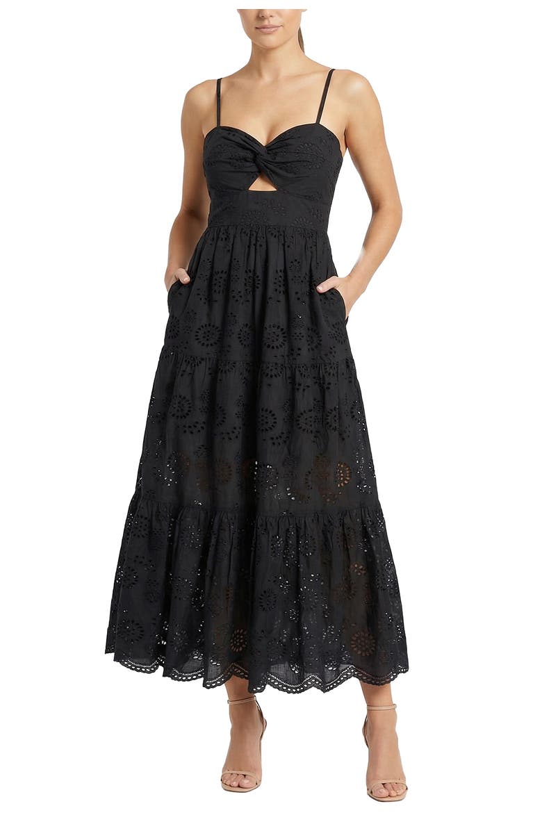 Change of Scenery Jillian Embroidered Eyelet Tiered Maxi Dress, Main, color, Black