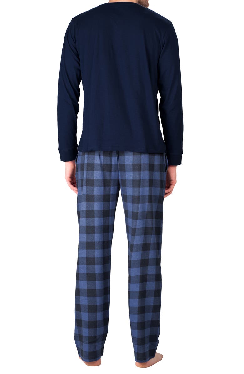 SLEEPHERO Long Sleeve Fleece Pajama Set, Alternate, color, Sailor Navy Buffalo Check