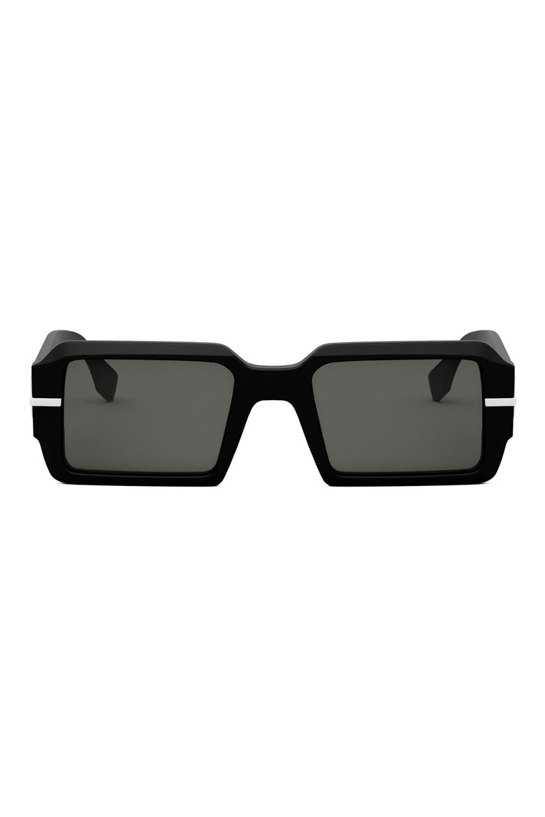 'Fendigraphy 52mm Geometric Sunglasses, Main, color, MATTE BLACK / SMOKE