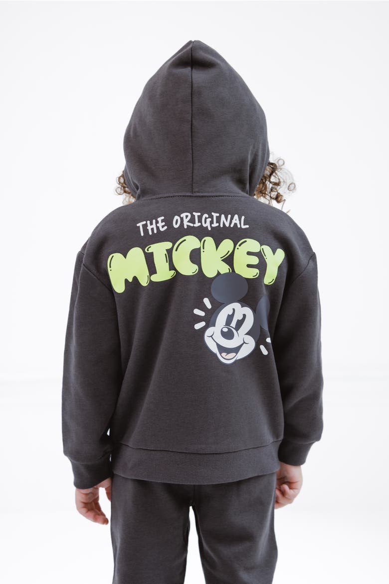 Mickey Mouse Fleece 2-Piece Hoodie and Pants Set, Alternate, color, Mickey Charcoal Lime