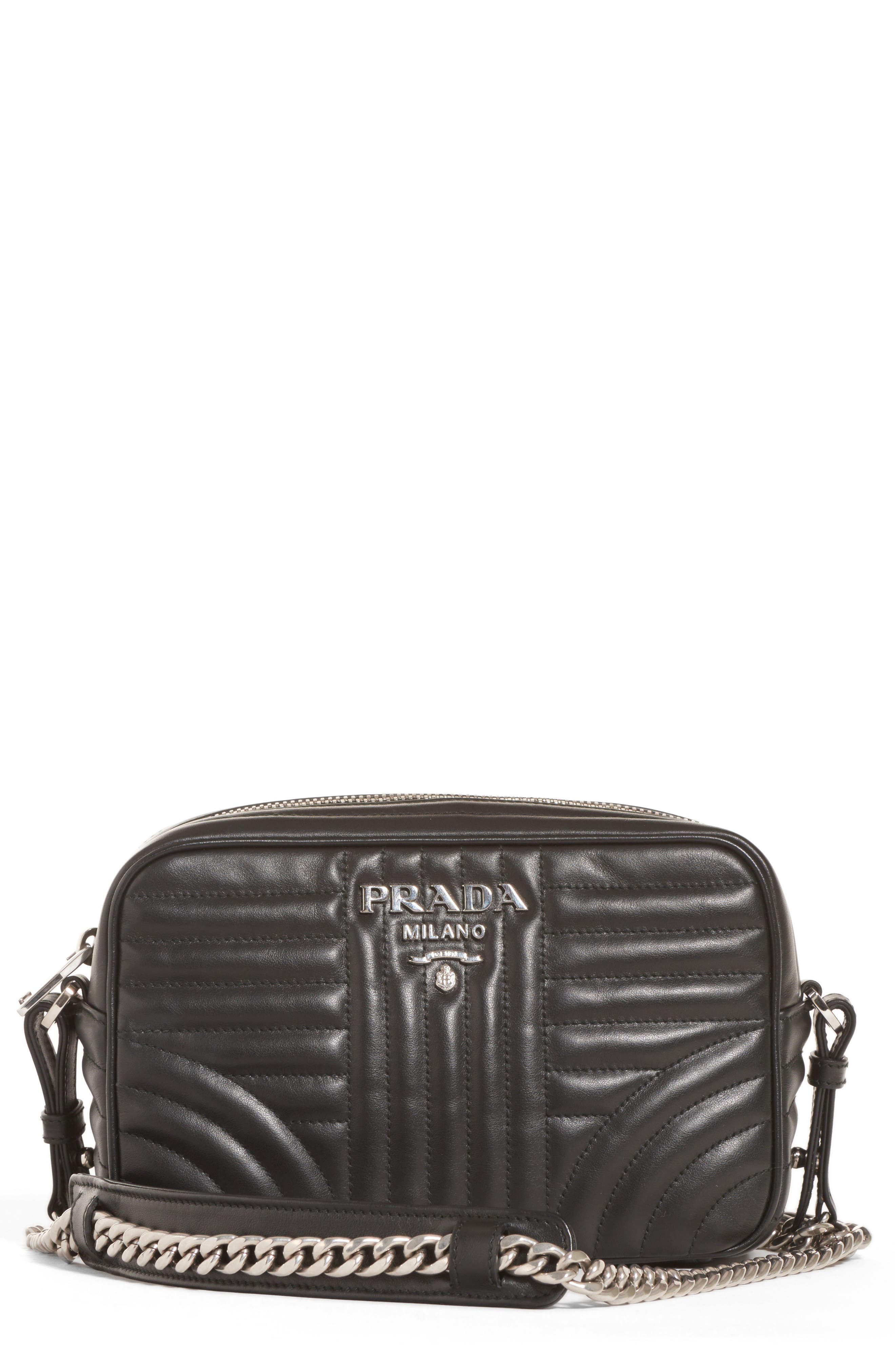 Prada Small Quilted Leather Camera Bag, Main, color, 