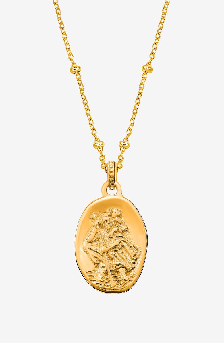 Dower & Hall St. Christopher Talisman Necklace, Main, color, Yellow Gold Vermeil
