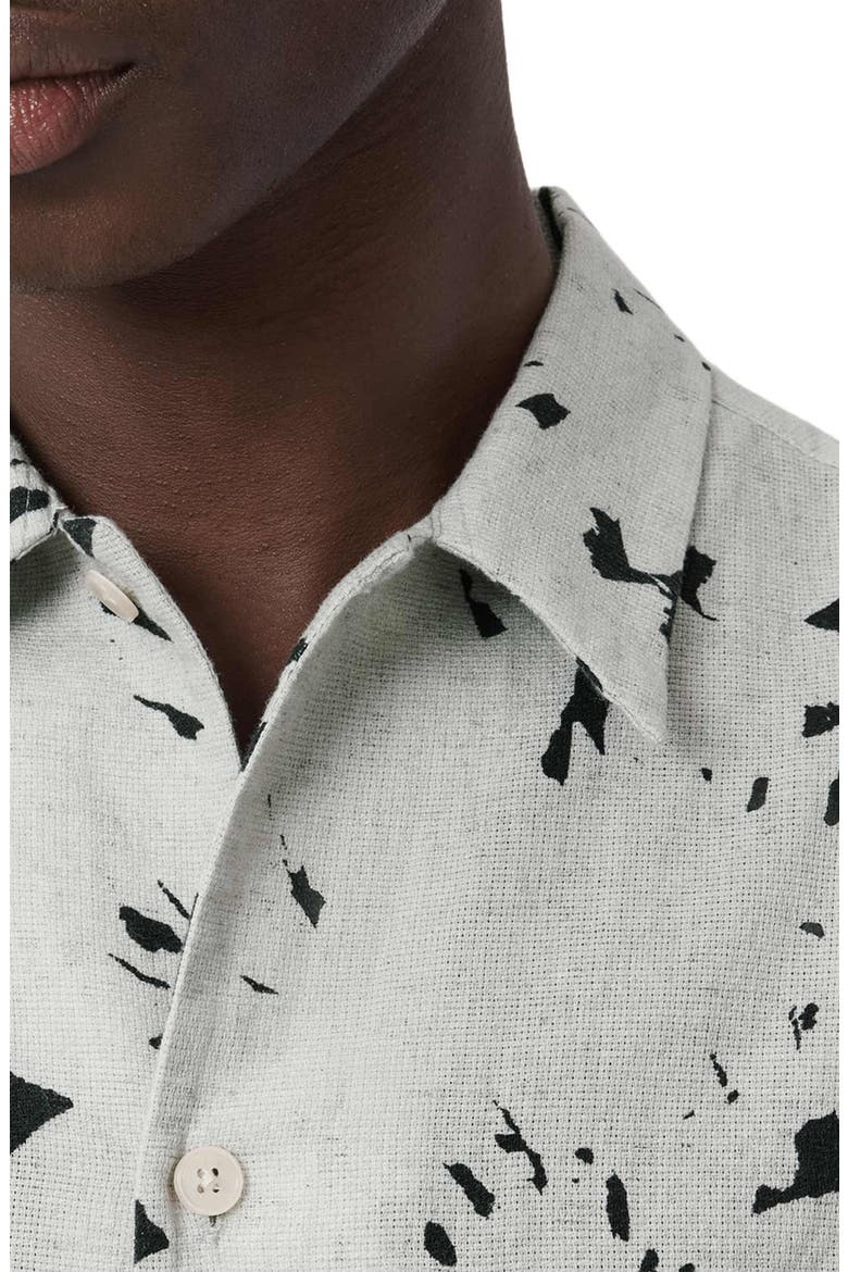 Giron Floral Linen & Cotton Short Sleeve Button-Up Shirt, Alternate, color, SHARP WHITE