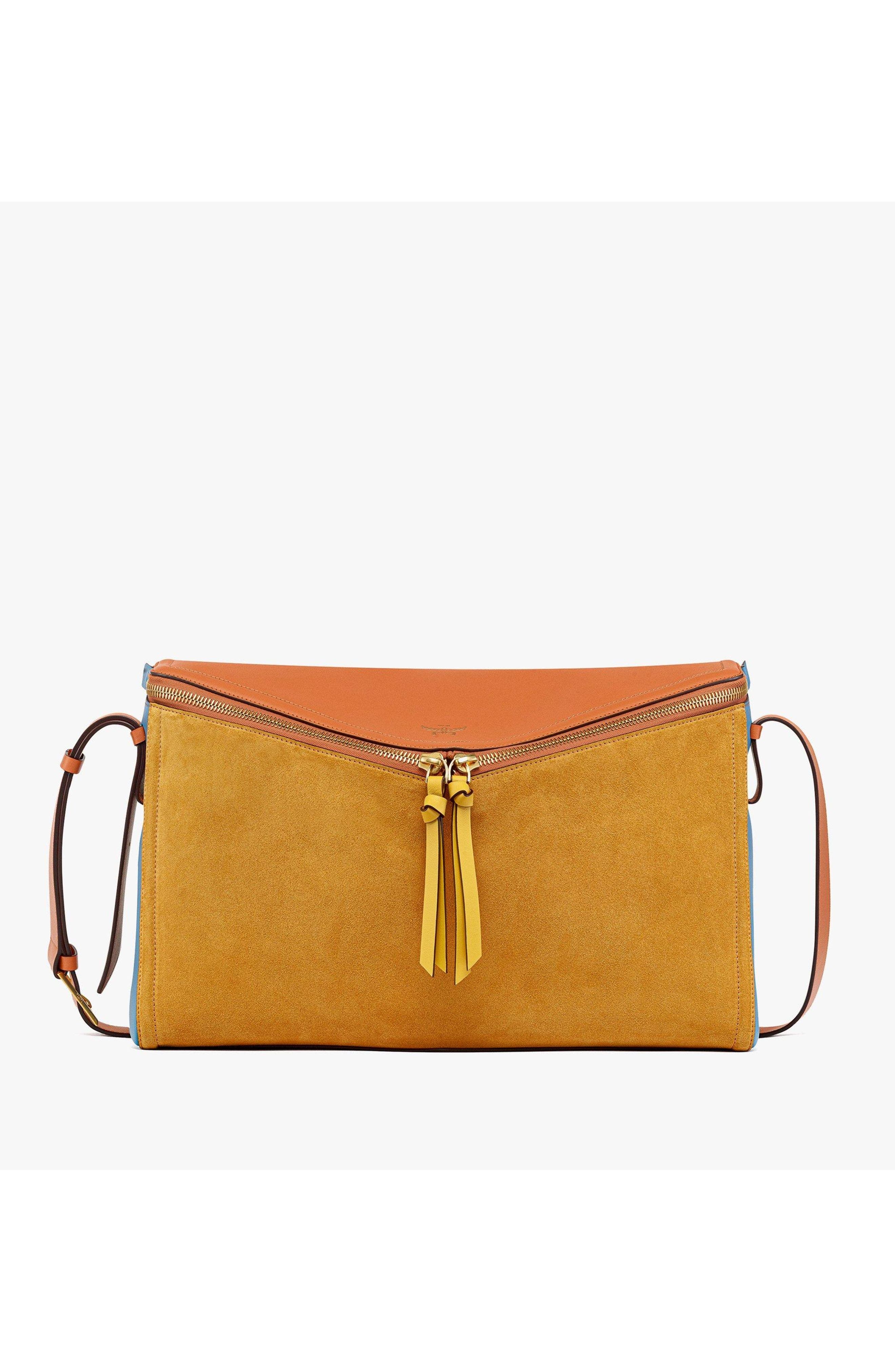 Large Diamant 3D Shoulder Bag in Suede and Calf Leather, Main, color, Multi