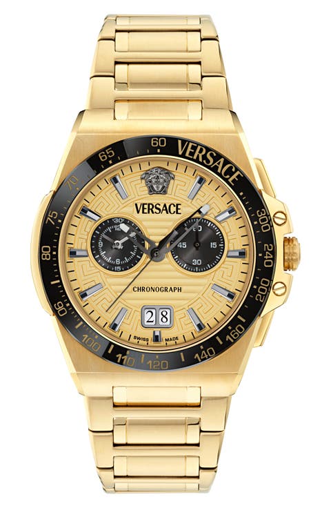 Greca Reaction Chronograph Goldtone Bracelet Watch, 43mm