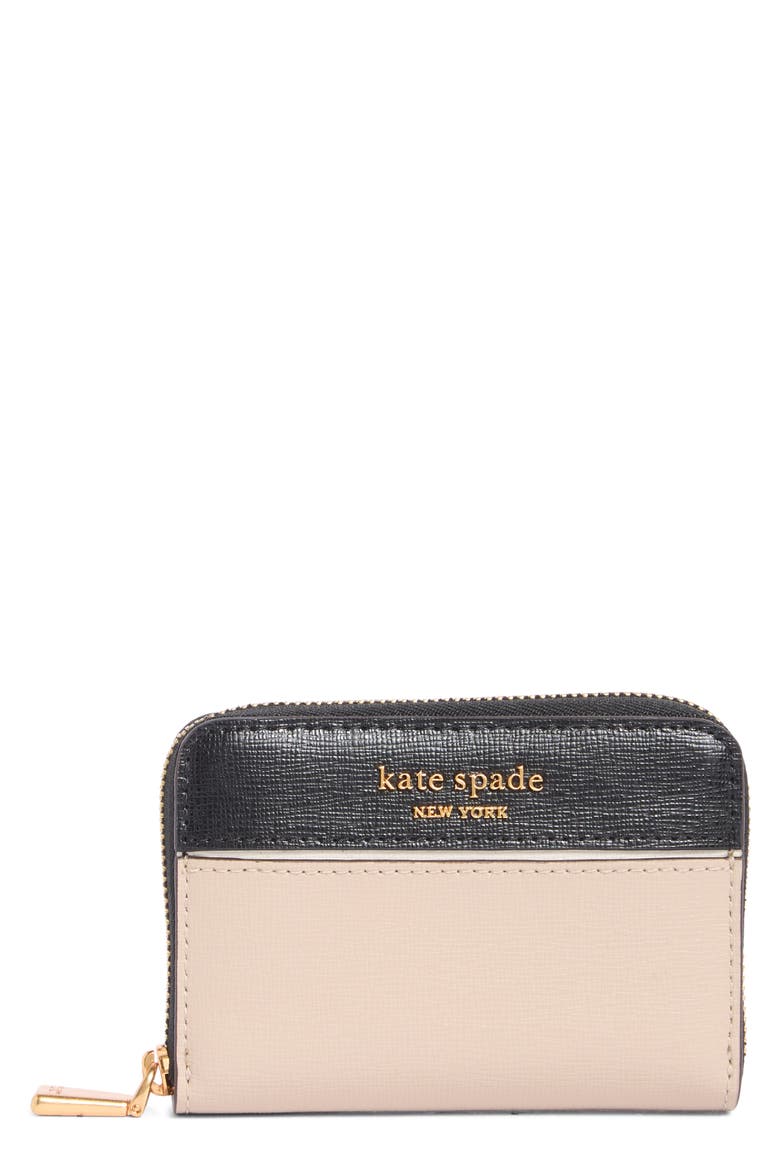 morgan colorblock saffiano leather wallet, Main, color, EARTHENWARE BLACK MU