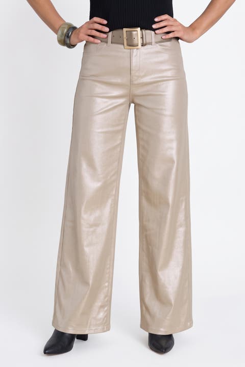 Celeste Coated Slim Palazzo Jeans