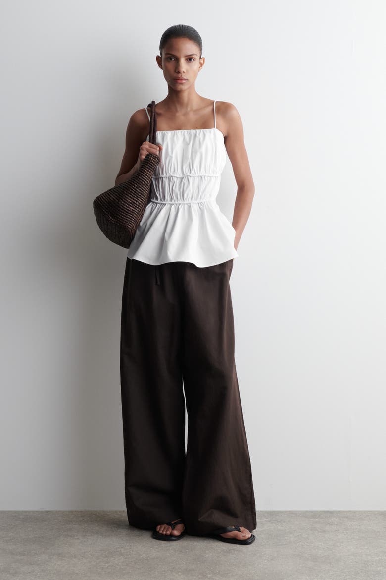 Gathered Cotton Top, Alternate, color, WHITE