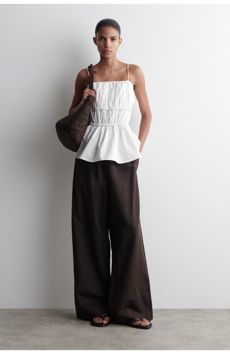 COS Gathered Cotton Peplum Top, Alternate, color, White