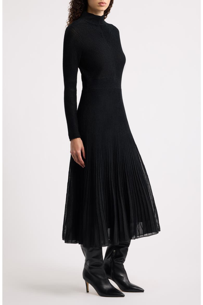Felvetta Mock Neck Midi Dress, Alternate, color, BLACK
