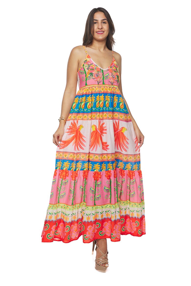 Bead Embellished Tiered Maxi Dress, Alternate, color, ORANGE