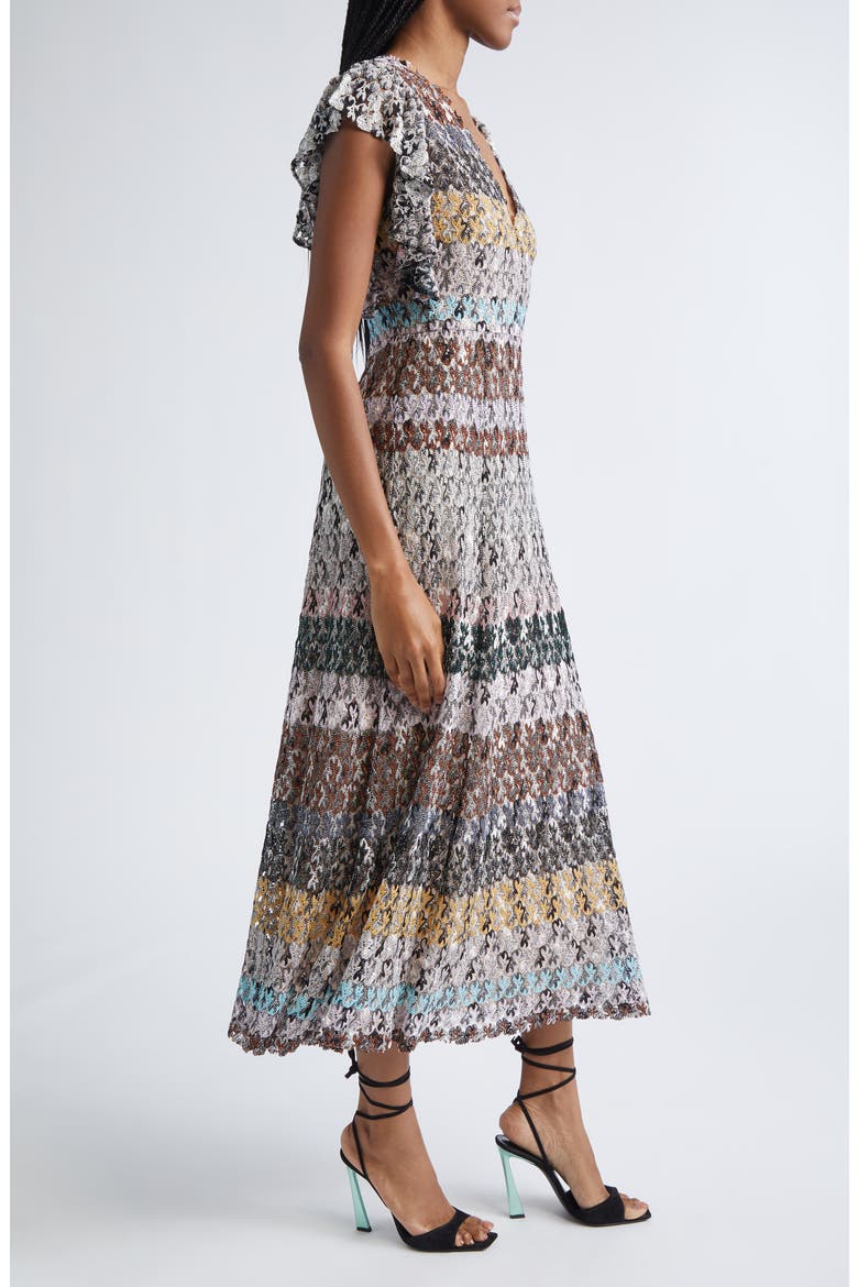 Knit Metallic Lace Maxi Dress, Alternate, color, BEIGE MULTICOLOR TONES