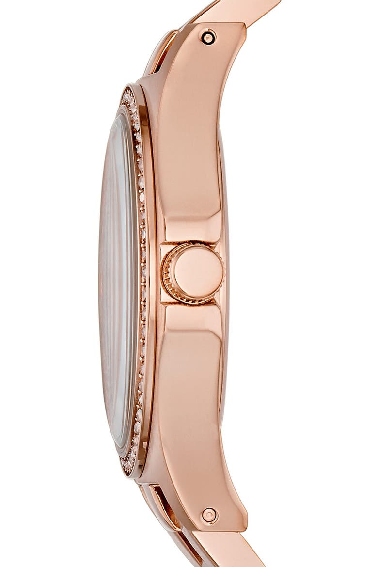 'Henry' Crystal Bezel Bracelet Watch, 40mm, Alternate, color, ROSE GOLD
