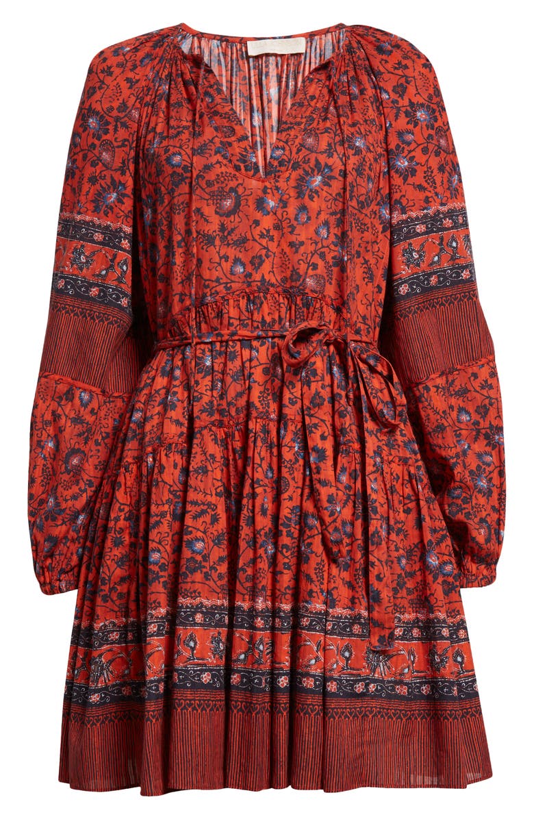 Ulla Johnson Abri Long Sleeve Fit & Flare Dress, Alternate, color, Poppy